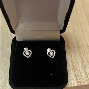 Chic Silver Heart Stud Earrings